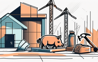 A construction site with various tools and materials