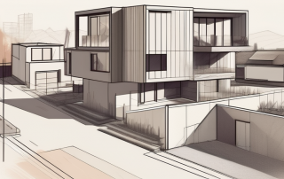 A residential area with various construction projects underway