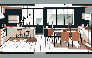 A german apartment interior with clearly marked areas such as the living room