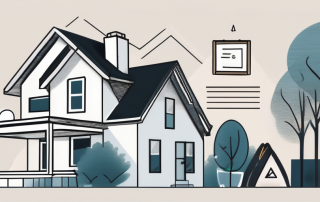 A house with a for-sale sign in the front yard