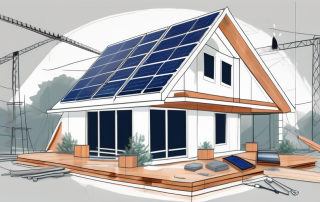 A house in the process of modernization with visible changes like solar panels