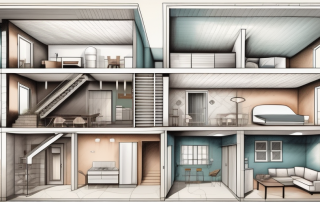 A detailed cross-section of a house