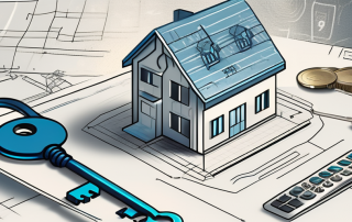 A key turning in a lock of a stylized house