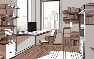 A half-sized room efficiently designed with multifunctional furniture like a loft bed with a study area underneath