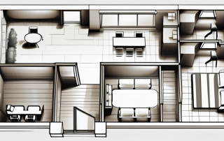 A blueprint of a room layout