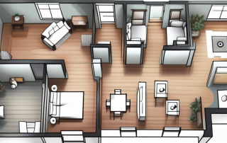 A floor plan of a house with various rooms and additional spaces like a playroom