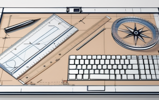 A computer screen displaying a blueprint design