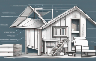 A blueprint with various diy home project plans like a treehouse