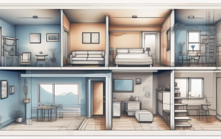 A blueprint of a house with symbols representing various emotions such as happiness