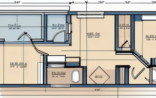 A blueprint of a house with a ruler and a pencil