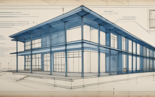 Various architectural blueprints from different historical periods