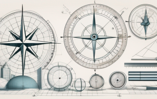 Various architectural tools like compasses