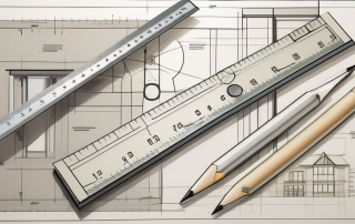 Various architectural tools such as a ruler