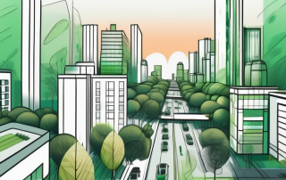 A cityscape with various zones like residential