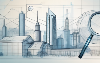 A cityscape with various types of buildings