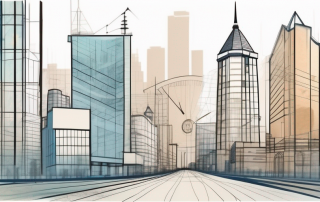 A cityscape with various types of buildings