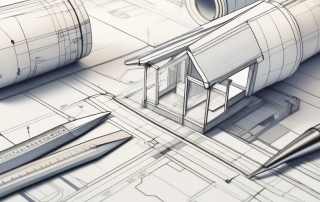 A detailed architectural blueprint of a building project