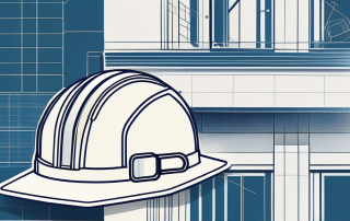 A blueprint of a building with a magnifying glass over it