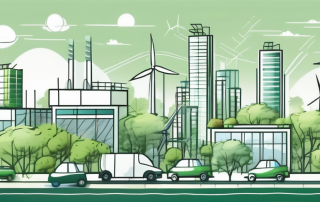 A sustainable city with different zones like residential