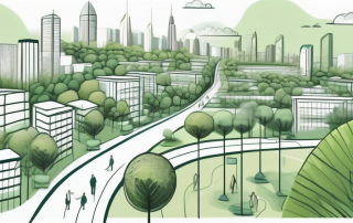 A diverse and balanced landscape showing urban planning and green spaces