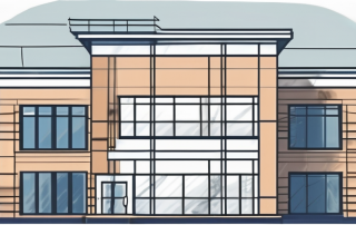 A blueprint of a building with a checklist and a trophy