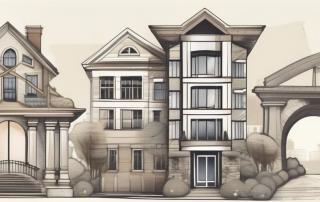 A set of keys with various architectural structures such as a house