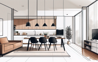 Innovatives, platzsparendes Innenraumlayout mit multifunktionalen Moebeln und cleveren Stauraumloesungen fuer urbane Wohnungen.