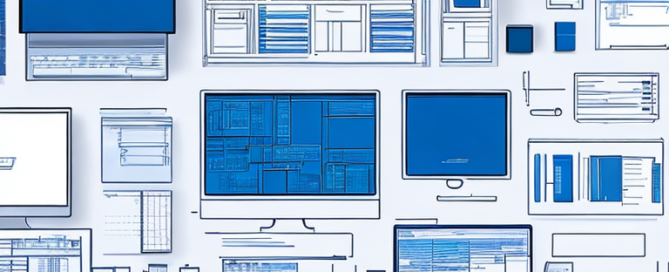 Gut organisierter Arbeitsplatz mit Architekturzeichnungen, Laptop mit Planungssoftware und Zeichenwerkzeugen, effiziente und produktive Planung.
