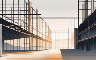 Leeres, friedvolles Baustellengelaende im sanften Sonnenlicht, symbolisiert Potential und Bereitschaft fuer zukuenftige Bauprojekte.