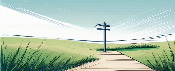 Grundstueck mit gruenem Gras und blauem Himmel, leer und preiswert, mit Schild zur Verfuegbarkeit als Bauland.