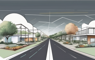 A diverse landscape showing different areas like residential