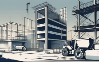 A construction site with various stages of buildings being developed