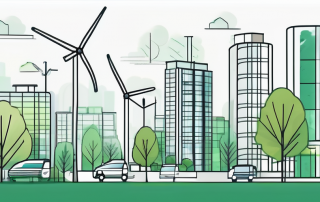 A cityscape with various zones like residential