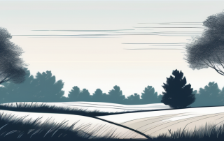 Ruhige Landschaft mit freiem Grundstueck umgeben von Baeumen unter klarem Himmel, ideal fuer Diskussionen ueber Immobilieninvestitionen.