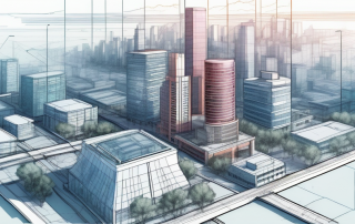 Detaillierter architektonischer Bauplan mit farbiger Zonierung fuer erfolgreiche Stadtplanung und Baustrukturen