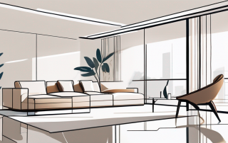 Helles, offenes Wohnzimmer nutzt Spiegel, um Weitraeumigkeit zu verstaerken und hellfarbige Moebel fuer eine luftige Atmosphaere.