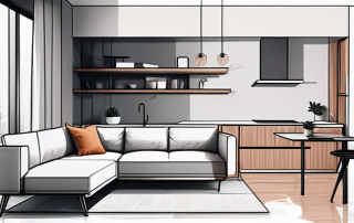 Innovative Moebelloesungen und Raumgestaltung fuer urbane Wohnungen mit multifunktionalen, platzsparenden Moebeln in einem modernen Ambiente.