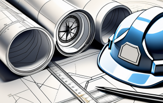 A variety of detailed architectural blueprints spread out on a table