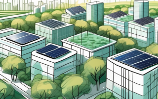 A sustainable cityscape with green spaces