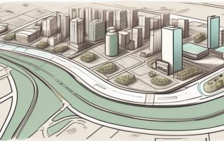 A city planning map with various stages marked