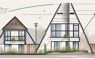 A property with boundary markers and measuring tools