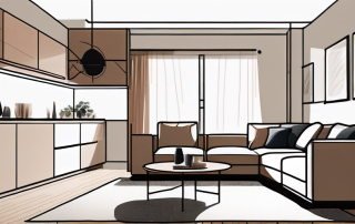 Kleiner Wohnbereich effizient organisiert mit multifunktionalen Moebeln und cleveren Stauraumloesungen, neutrale Farben und strategische Beleuchtung steigern Raumgefuehl.