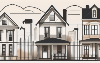 A residential boundary line with houses on both sides