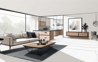 Offener, gut organisierter Wohnraum mit multifunktionalem Moebel und cleveren Stauraumloesungen, die Nutzen und aesthetischen Reiz maximieren, helle Farben und strategisch platzierte Spiegel vermitteln erweiterten Raumgefuehl.