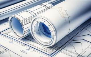 Architekturplan und Strukturdiagramm, das die Zusammenarbeit zwischen Architekten und Ingenieuren zeigt.