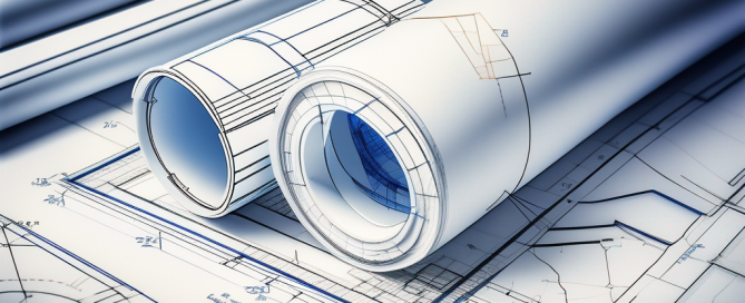 Architekturplan und Strukturdiagramm, das die Zusammenarbeit zwischen Architekten und Ingenieuren zeigt.