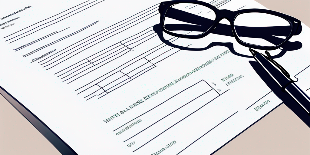 Nahaufnahme eines Fahrzeug-Leasingvertrags mit Stift und Brille, wichtige Abschnitte und Aufzaehlungszeichen hervorgehoben, ohne persoenliche Details zu zeigen.