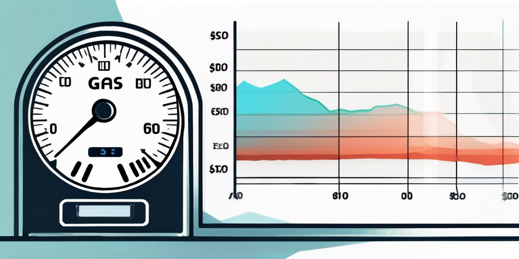 Bild eines Gasmessgeraets mit Preisanstieg, dargestellt durch ein Diagramm mit steigender Tendenz.