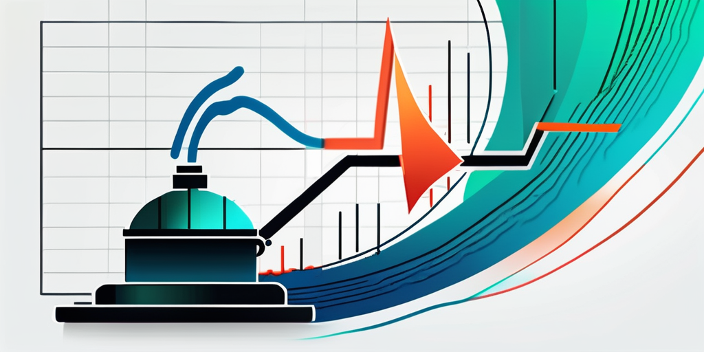 Nahaufnahme einer Gasbrennerflamme symbolisiert Energiepreise, Hintergrund mit steigendem Diagramm deutet Inflation an, zeigt Verbindung zwischen Energiekosten und Inflation.