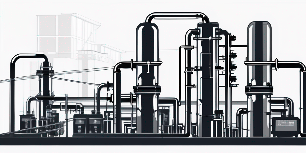 Industrielle Gaszaehler und Rohrleitungen als Symbol fuer komplexe Gasverteilungs-Infrastruktur und Energieversorgungssicherheit.